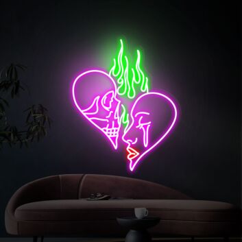 Elevate Your Home, Bar, or Tattoo Parlor Vibe with the Skull Head Neon Sign Art Neon Light Skull Fire Neon Light Wall Decor Aesthetic Gifts.