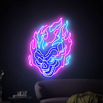 Brighten Up Your Space: Perfect for Halloween, Themed Events, or Edgy Home and Bar Decor with the Skull Head Neon Sign Handmade Art Neon Light Wall Decor.