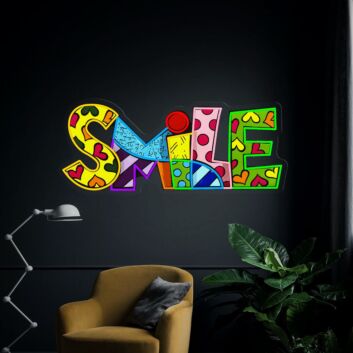 Brighten Your Space: Smile Smile Art UV Neon Sign for Bedrooms, Offices, and Bars - Perfect for Any Home Decor or Celebration.