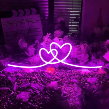 Double heart neon sign