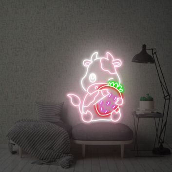 Brighten Up Your Space: Perfect for Home Decor, Bars, Weddings, and Parties with Strawberry Cow Neon Sign Strawberry Milk Neon Sign Strawberry Neon Sign Fruit Neon Sign.