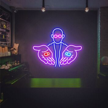 Brighten Your Choice in Home, Office, or Bar: Red Pill Or Blue Pill Funny Neon Lights Decor Game Room Wall for a Unique Touch.