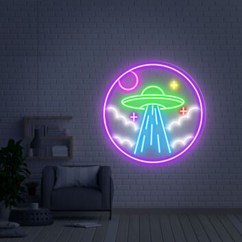 Transform Your Spaces: From Game Room to Wedding, Ufo Neon Sign Adds Vibrant Colors and Whimsical Decor to Your Home, Office, and Events.