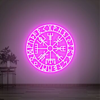 Enhance Your Space: Art Vegvisir Runic Neon Sign Wall Decor Viking Compass - Perfect for Home, Office, Bar, and Themed Events.