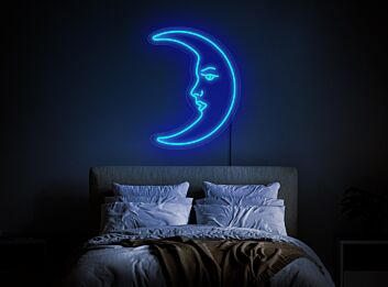 Elevate your ambiance: Crescent moon light Moon neon sign for enchanting home decor, lively parties, and romantic weddings.