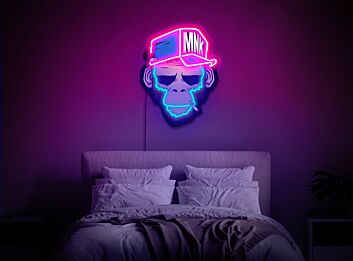 Monkey in Baseball Cap UV LED Neon Sign for Street Art Room Decor