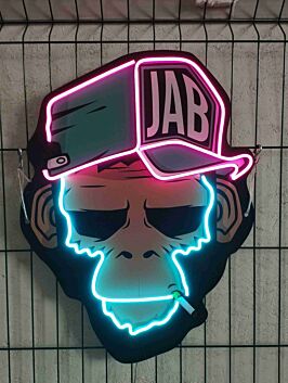 Monkey in Baseball Cap UV LED Neon Sign for Street Art Room Decor