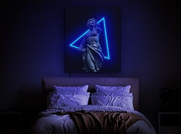 Classical Statue with Triangle UV LED Neon Sign for Modern Art Wall Decor
