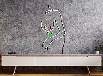 Enhance Your Space: Woman with Flower Neon Sign, Perfect for Bedroom, Home Decor, Bars, and Weddings