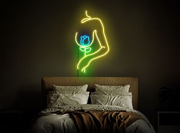 Enhance Your Space: Woman with Flower Neon Sign, Perfect for Bedroom, Home Decor, Bars, and Weddings