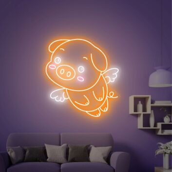 Brighten Your Space with Angel Pig Led Sign: Perfect for Home Decor, Office Ambiance, Store Highlights, and Bar or Wedding Celebrations.