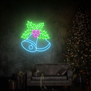 Brighten Your Holiday Season: Christmas Bells Led Neon Sign, Perfect for Home Decor, Office Festivities, and Storefront Displays.