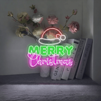 Brighten Your Festivities: Christmas Hat Led Neon Sign for Joyful Home, Office, Store, Bar, Wedding, and Party Decorations.
