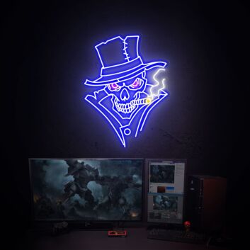 Enhance Your Bar or Man Cave Ambiance with Cool Skull Led Neon Sign Smoking Art Artwork Wall Decoration.
