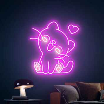 Add a Whimsical Touch to Your Living Space, Office, or Next Celebration with the Cute Cat Led Neon Sign Bedroom Decor Animal Lover Gifts.