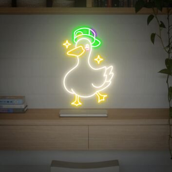 Brighten Your Space: Dancing Duck With Cap Led Sign for Vibrant Home Decor, Cozy Cafes, and Whimsical Office Settings