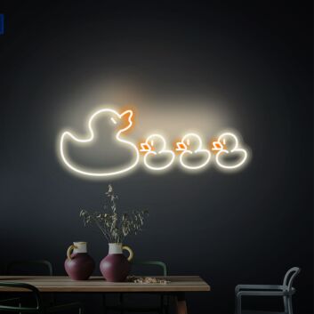 Brighten Your Celebrations and Spaces: Duck Family LED Signs - The Perfect Neon Gift for Bedroom Decor, Office, and Store Ambiance.