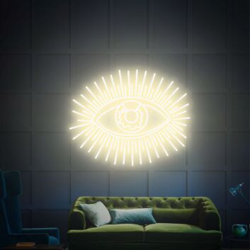 Add a Mysterious Glow to Your Halloween, Bar, and Party Ambiance with the Green Evil Eye LED Neon Sign Decor.