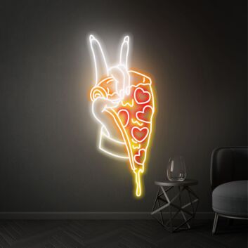 Enhance Your Space: Hand Pizza Led Neon Sign – Perfect for Kitchen Decor, Office Vibes, or Bar Ambiance, a Unique Gift for Pizza Lovers.