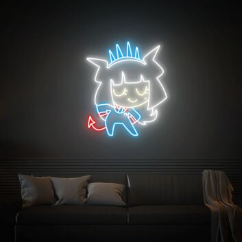 Brighten Your Spaces: Helltaker Led Neon Sign Cute Lucifer Led Wall Art Decor Perfect For Office, Bar, And Gaming Room Ambiance.