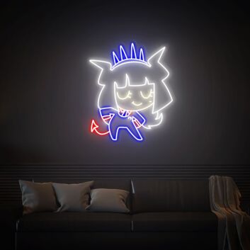 Brighten Your Spaces: Helltaker Led Neon Sign Cute Lucifer Led Wall Art Decor Perfect For Office, Bar, And Gaming Room Ambiance.
