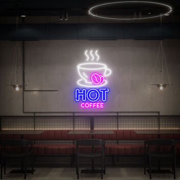 Brighten Up Your Cafe or Kitchen: Hot Coffee Led Neon Sign for an Inviting Coffee Shop Atmosphere and Cozy Home Decor.