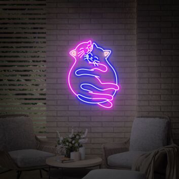 Brighten Up Your Space: Perfect for Office, Home, and Wedding Ambiance with Hug Cat Led Neon Sign Animal Bedroom Decor.
