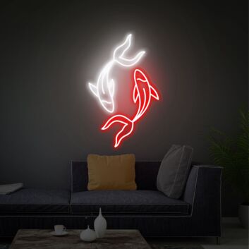 Elevate Your Space: Japanese Fish Neon Art Koi Lover Gift Ideal for Home, Office, Bars, and Weddings - Japan Wall Decor LED Neon Signs