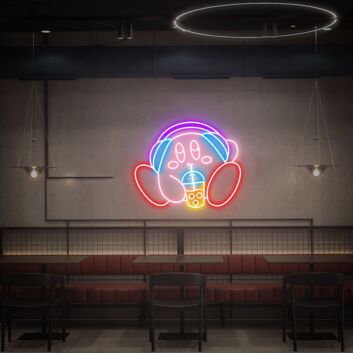 Add a Playful Glow to Your Game Room or Party with Kirby Drink Bubble Tea Led Neon Sign - A Perfect Cute Kirby Gift for Home Decor, Bars, and Celebrations.