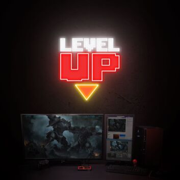 Brighten Your Gaming Sanctuary and Celebrate in Style with Level Up UV LED Neon Sign Acrylic Board - Perfect for Home Decor, Office Vibes, and Party Ambiance.
