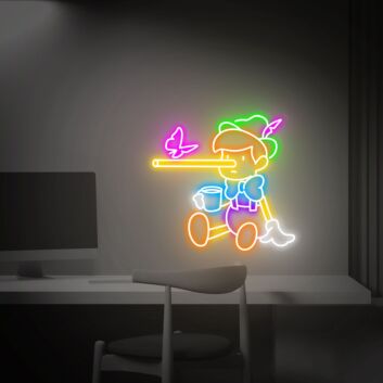 Brighten Your Fairy Tale Dreams: Pinocchio Led Neon Sign Perfect for Kids&#039; Rooms, Play Areas, and Themed Parties