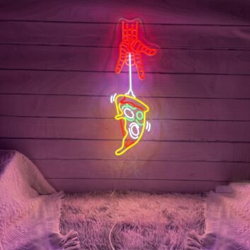 Brighten Up Your Pizza Shop, Kitchen, or Weekend Bash with the Pizza Led Neon Sign Hand Pizza Storefront Sign Wall Art.