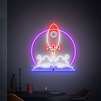 Brighten Your Child&#039;s Space and Celebrations: Rocket Wall Art Decor Rocket Launching LED Neon Sign for Kids&#039; Room, Parties, and Playrooms.
