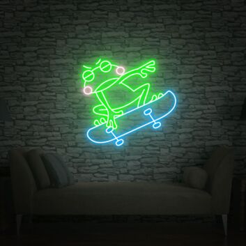 Brighten Your Skate Shop or Bedroom with Skateboard Frog- Led Neon Sign Custom Neon Neon Light - Perfect for Adding a Funky Touch to Any Space!