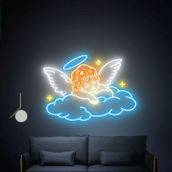 Brighten Up Your Space: Ideal for Home, Weddings, and Parties with the Sleeping Angel Neon Light Art Party Decor Gifts.
