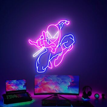 Brighten Your Kid&#039;s Bedroom, Playroom, or Celebrate Superhero-Themed Parties with Spiderman Led Neon Sign Wall Art Superhero Decor.
