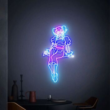 Elevate Your Gaming Haven and Celebrations: Street Fighter Chun-Li Led Neon Sign for an Ultimate Room Decor and Festive Gift.