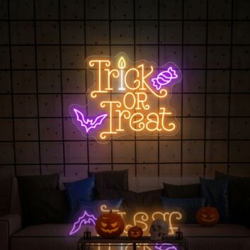 Spookify Your Space: Track Or Treat Led Neon Sign Perfect for Halloween Parties, Home, and Storefronts.