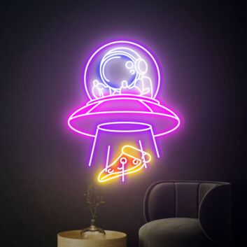 Brighten Up Your Space Adventure: Ufo Spaceman Led Neon Sign for Creative Home, Bedroom, Office, and Cosmic-Themed Parties Decor.