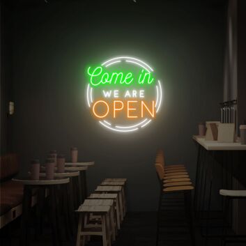 Brighten Your Storefront, Office, or Bar: We Re Open Business Logo Open Led Light - Ideal for Welcoming Customers with Style.