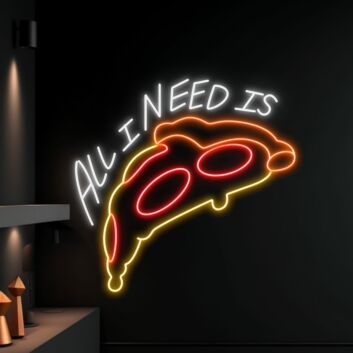Enhance Your Kitchen or Dine-In Experience with the 'All I Need Is Pizza' Led Neon Sign, Perfect for Home Decor, Restaurants, and Casual Gatherings.