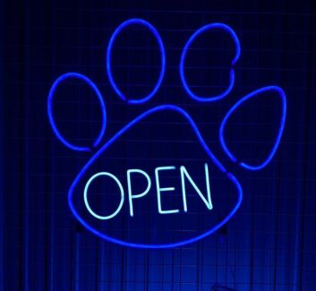 OPEN Paw Print LED Neon Sign