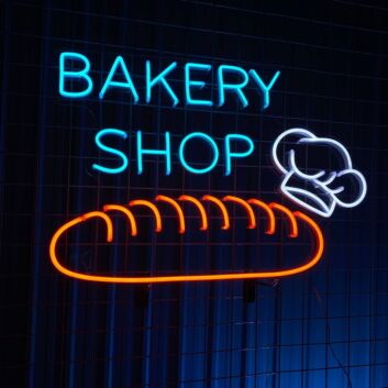 Bakery Shop Bread and Chef Hat LED Neon Sign