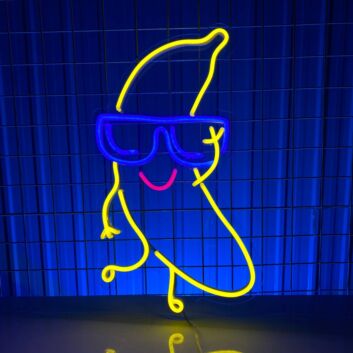 Brighten Up Your Space: Perfect for Home Decor, Office Vibes, and Bar Atmospheres with the Banana With Glasses Led Neon Sign Custom Banana Glasses Led Sign Cute Banana Neon Light.
