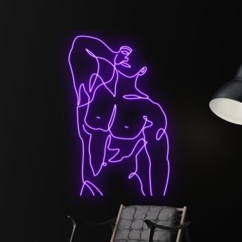 Add a Splash of Color to Your Bar, Club or LGBTQ+ Events with Bikini Naked Male Led Neon Sign Gay Body Club Neon Led Sign in Vibrant Purple.