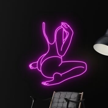 Seated Woman Line Art LED Neon Sign