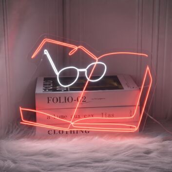 Brighten Up Your Reading Nook and Add Flair to Book-Themed Parties with the Book With Glasses Led Neon Sign Book Hanging Led Neon Lightbook Lover Deco.