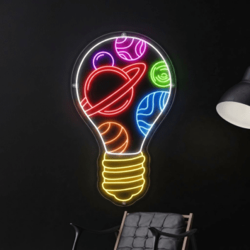 Brighten Up Your Space: Bulb Galaxy Led Neon Sign for Vibrant Home Decor, Office Ambiance, and Festive Christmas Celebrations.