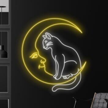 Brighten Up Any Space from Homes to Bars: Cat And Moon Led Neon Sign Animal Lover Neon Light Love Moon Led Light for a Unique Touch