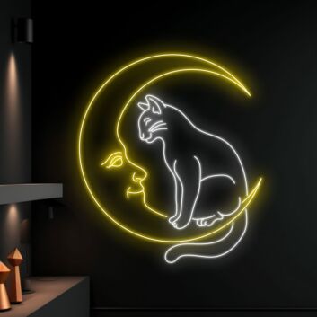 Brighten Up Any Space from Homes to Bars: Cat And Moon Led Neon Sign Animal Lover Neon Light Love Moon Led Light for a Unique Touch